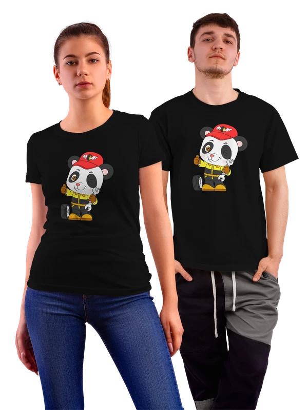 Футболка панда механик — Чёрная, фото 1