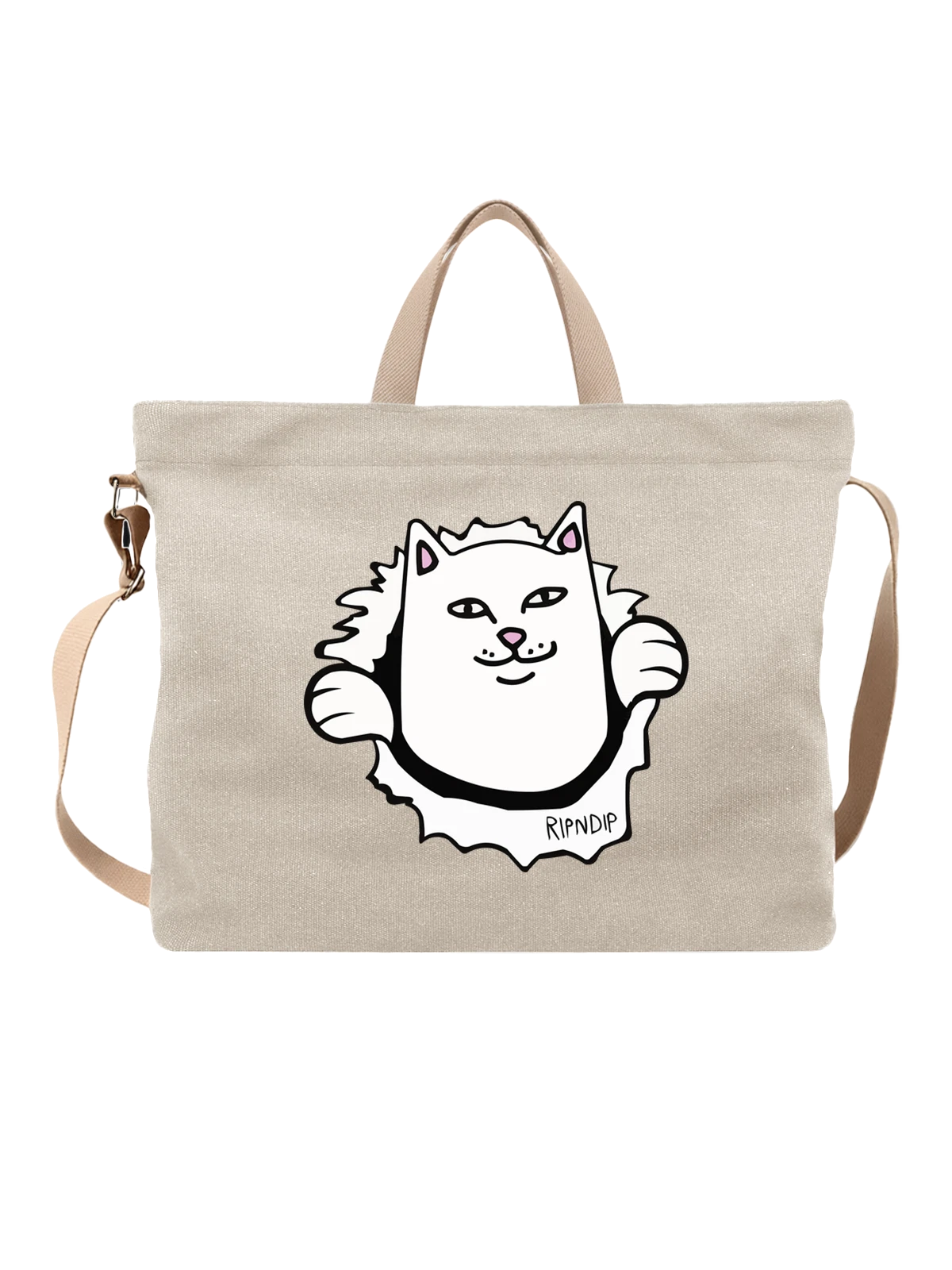 Сумка RipNDip белая с принтом — монохромный принт — Белая, фото 1