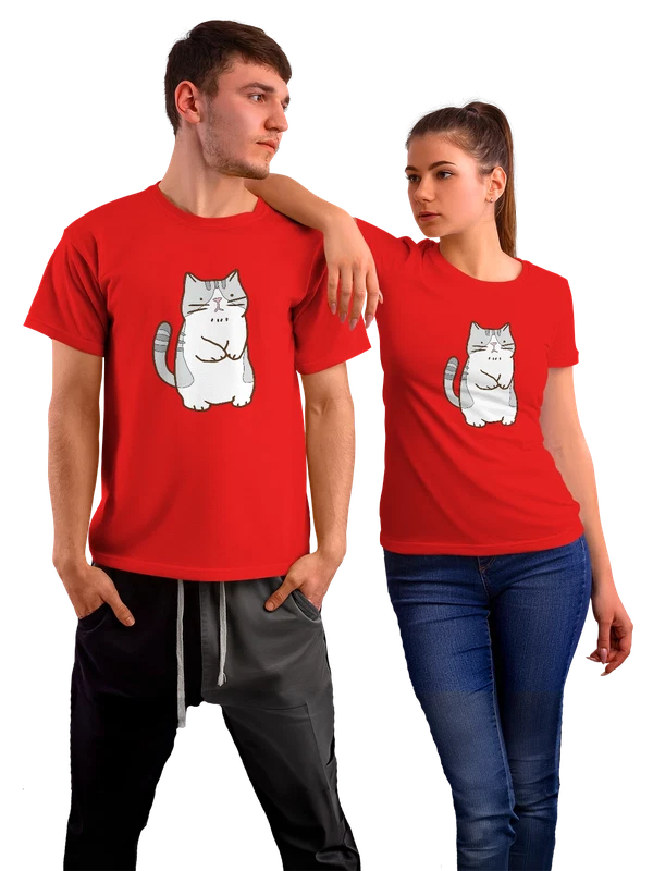 Футболка с котом — Красная, фото 1