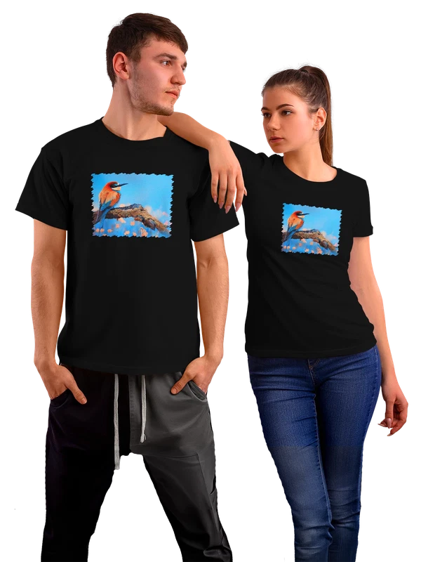 Футболка Животные Птичка на ветке — Чёрная, фото 1