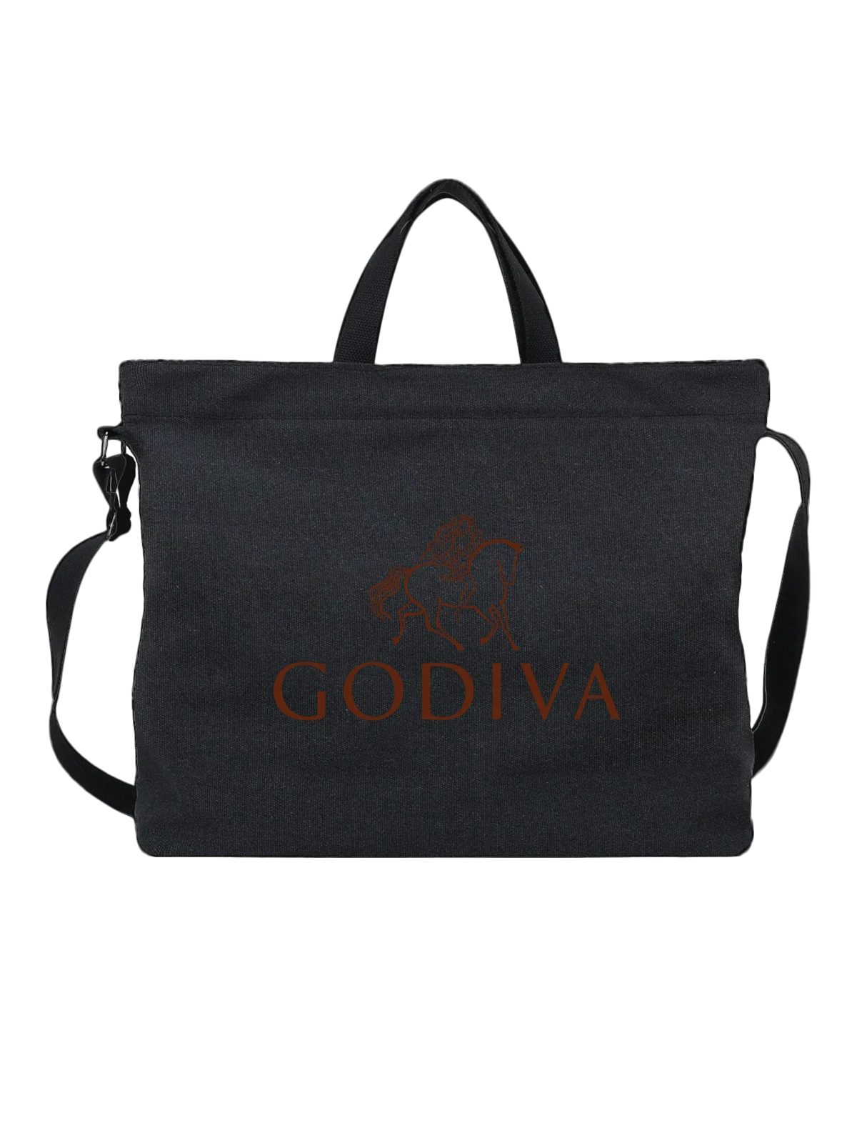 Сумка Godiva чёрная с принтом — современная айдентика — Чёрная, фото 1
