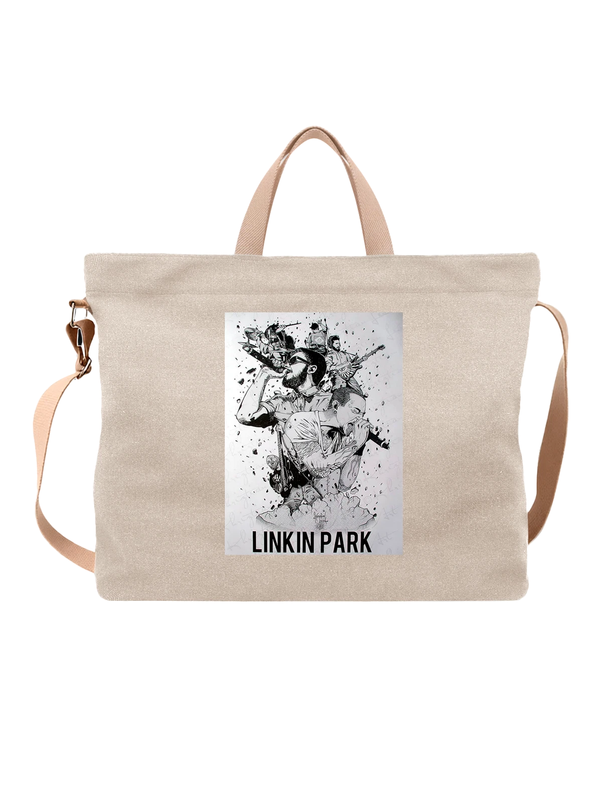 Сумка с Linkin Park арт белая с принтом — alternative rock — Белая, фото 1