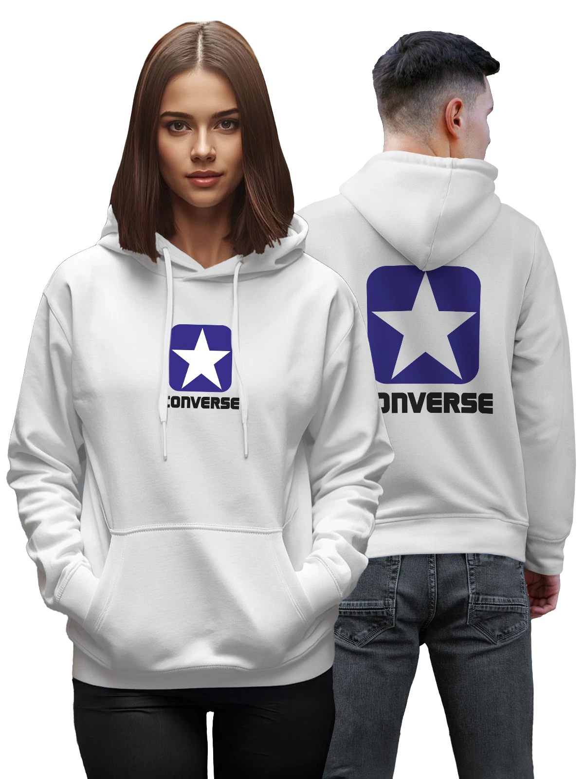 Худи Converse белое с принтом — контрастный принт — Белая, фото 1