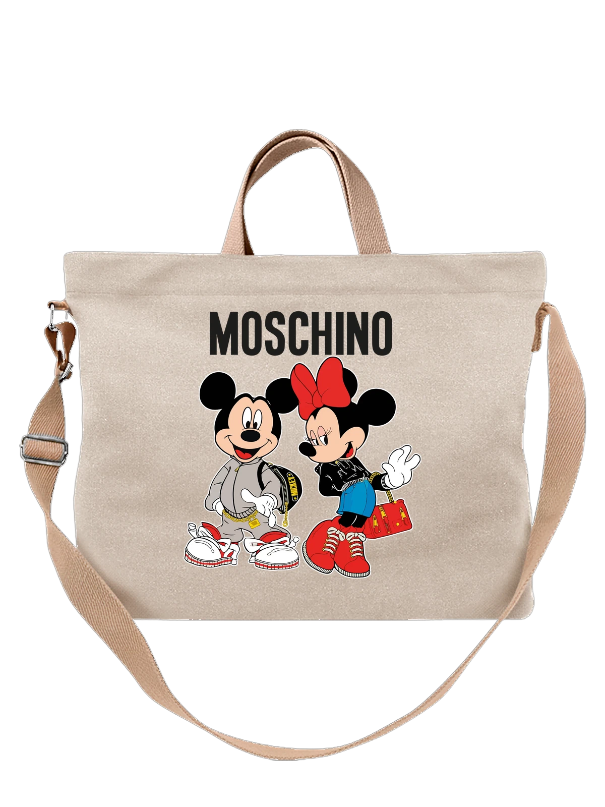 Сумка Moschino белая с принтом — диснеевские персонажи — Белая, фото 1