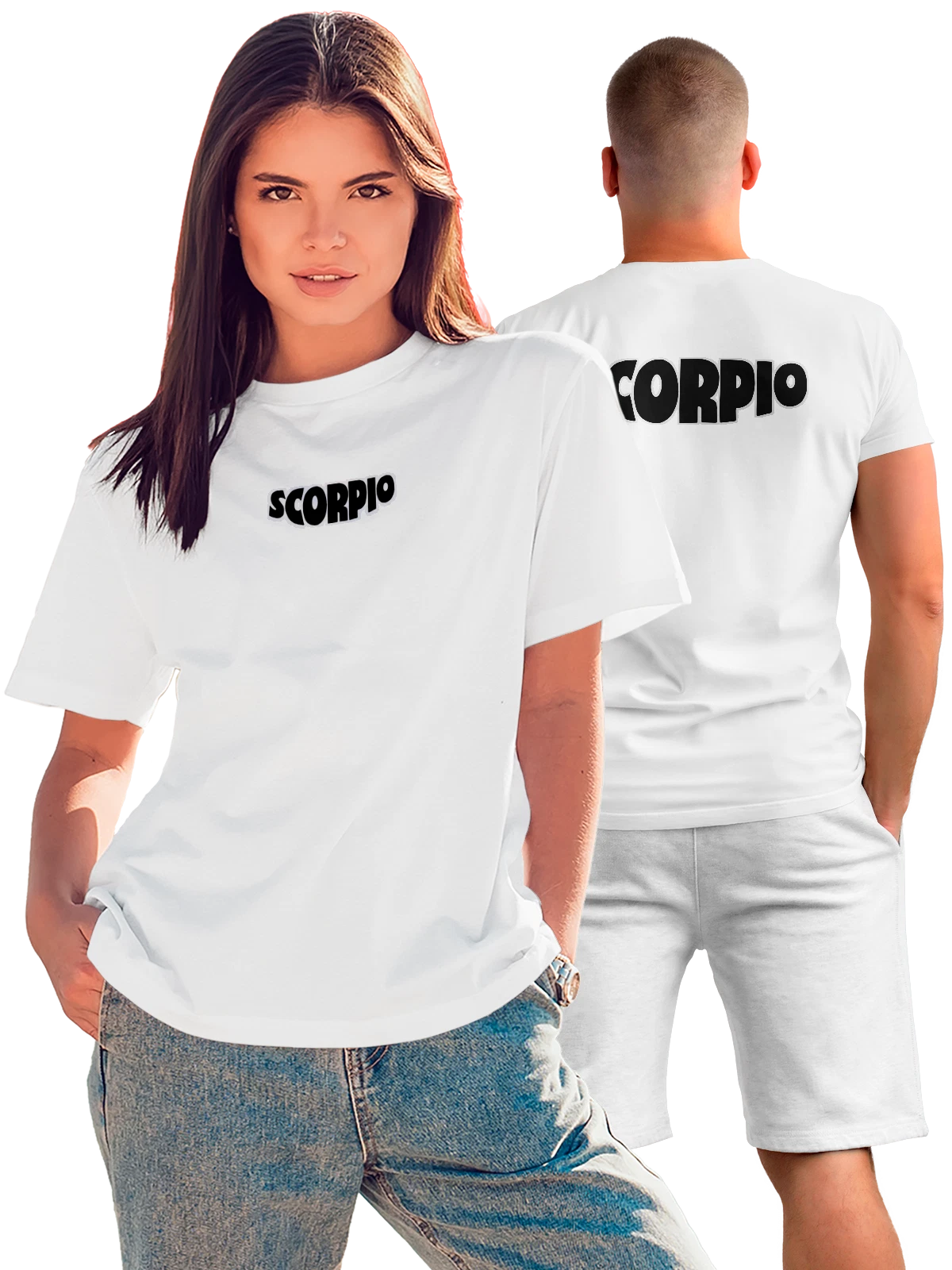 Футболка Scorpio белая с принтом на спине — современная айдентика — Белая, фото 1