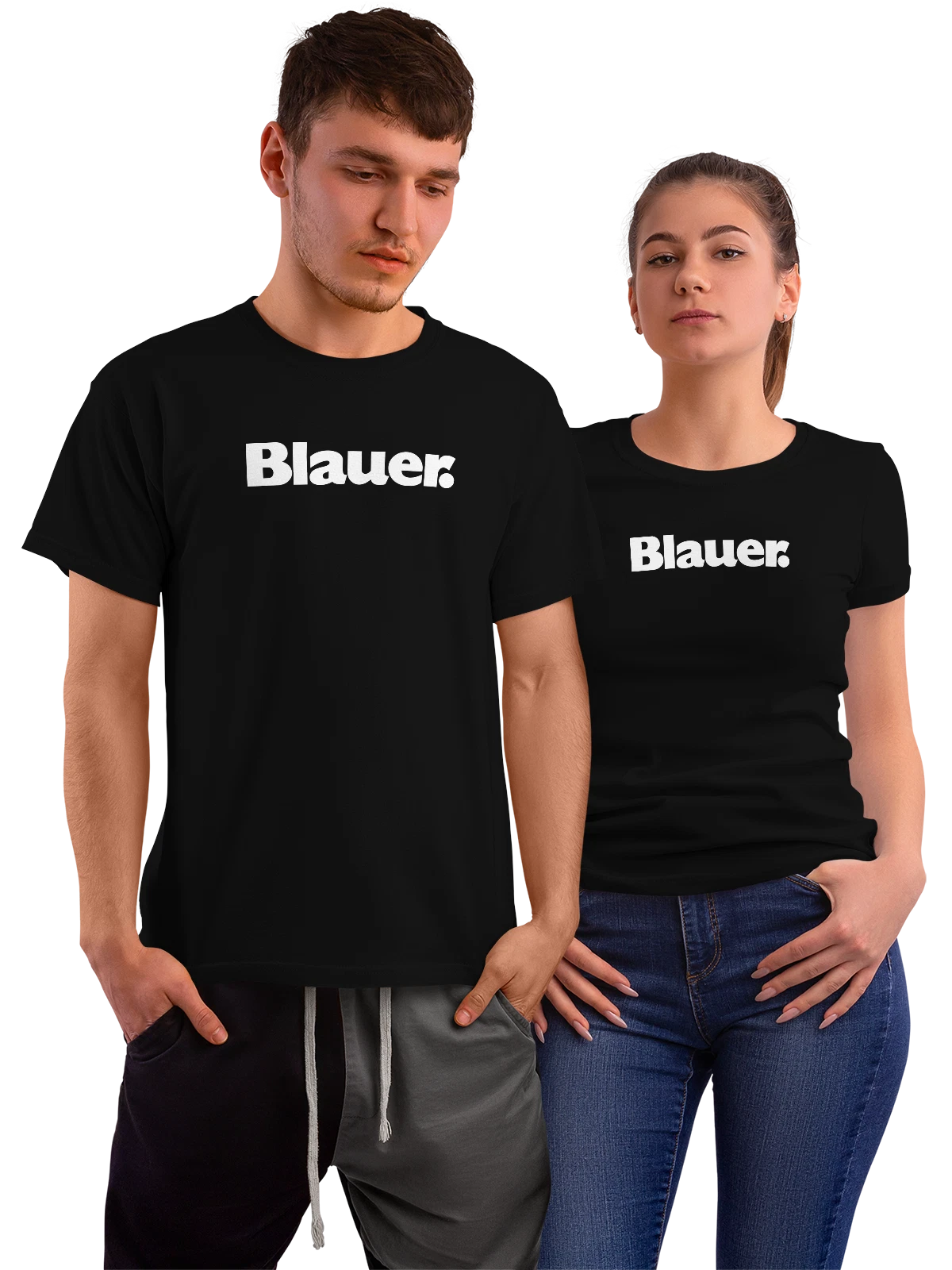 Футболка Blauer чёрная с принтом — современная айдентика — Чёрная, фото 1