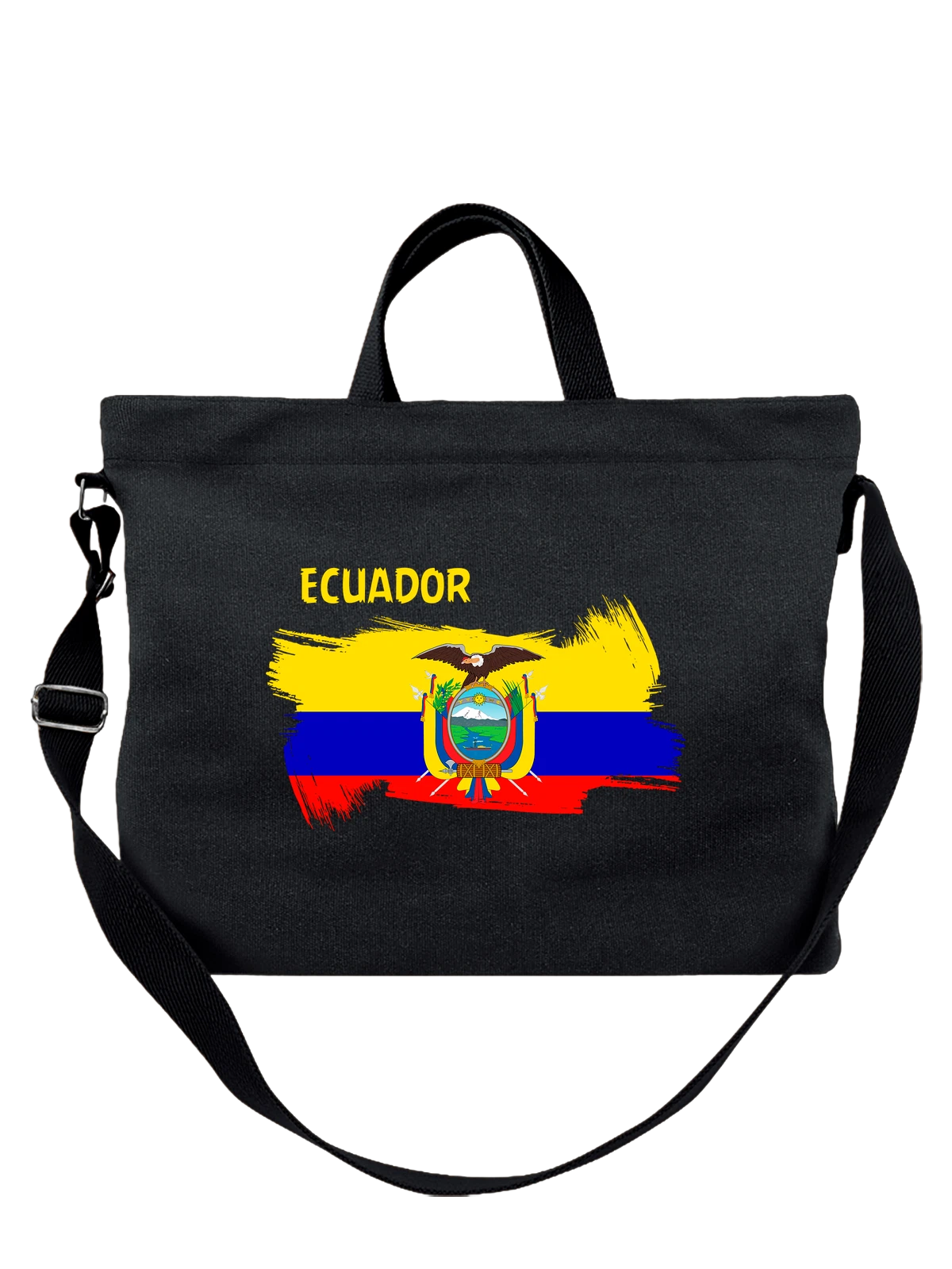 Сумка Флаг Эквадора Ecuador чёрная с принтом — национальная символика — Чёрная, фото 1