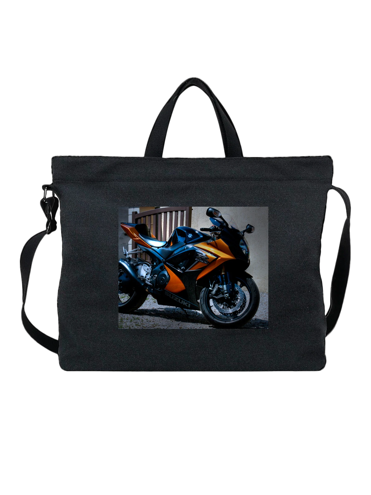 Сумка чёрная с принтом Мотоцикл Suzuki GSX — дизайн мотоцикла — Чёрная, фото 1