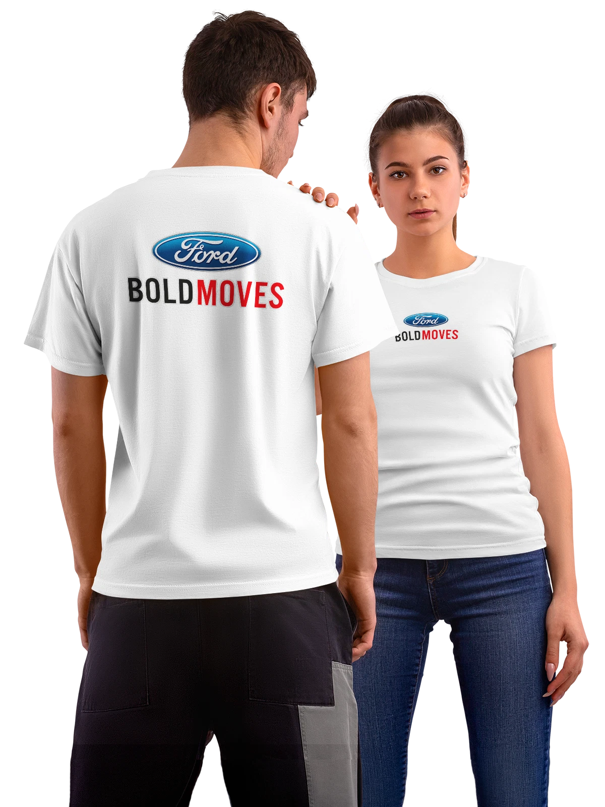 Футболка Ford белая с принтом на спине — контрастный принт — Белая, фото 1