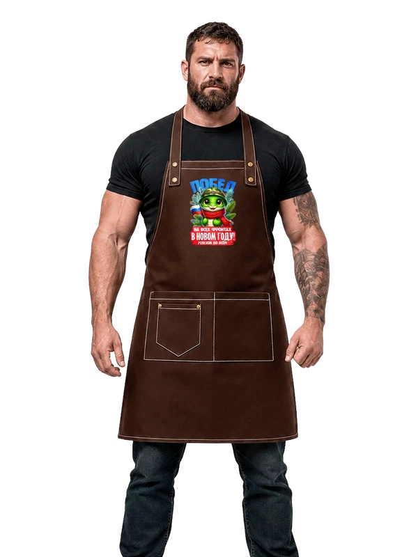 Фартук со змеёй в каске побед вновомгоду — Чёрная, фото 1