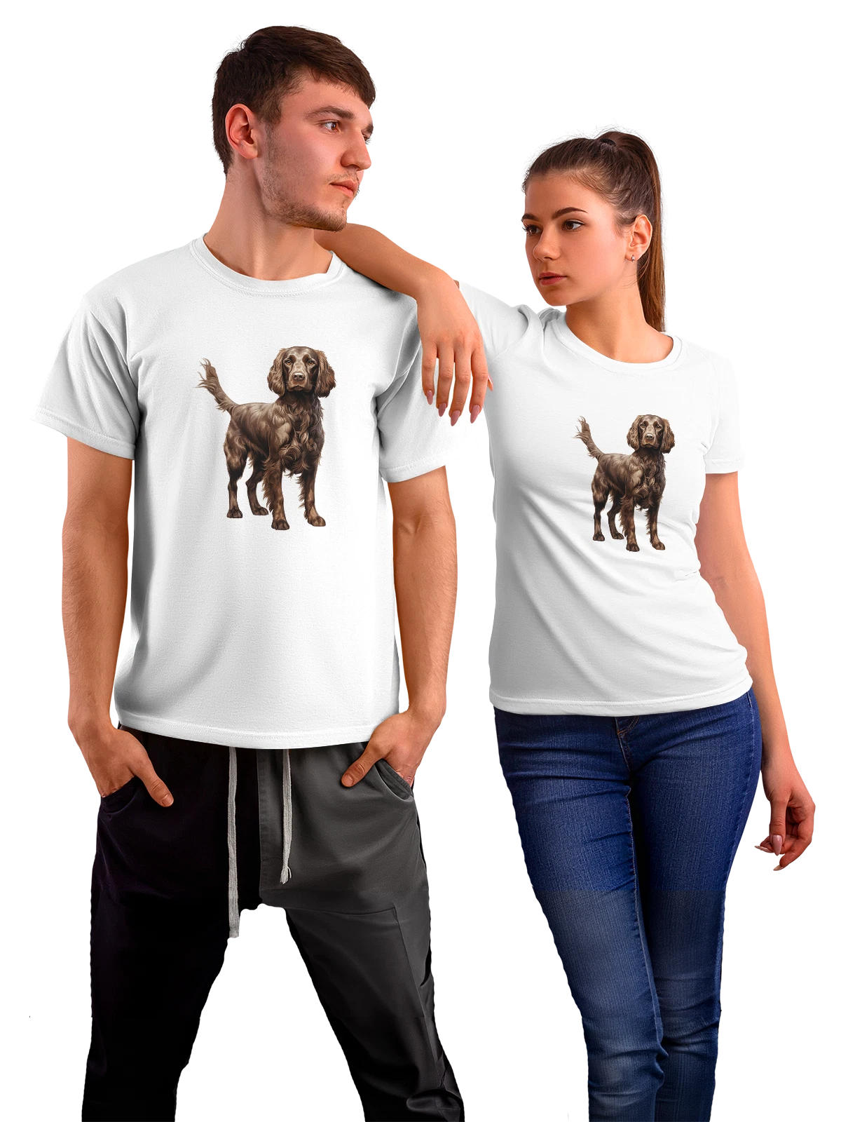 Футболка Английский кокер спаниель собака на принте белая с принтом — портрет собаки — Белая, фото 1