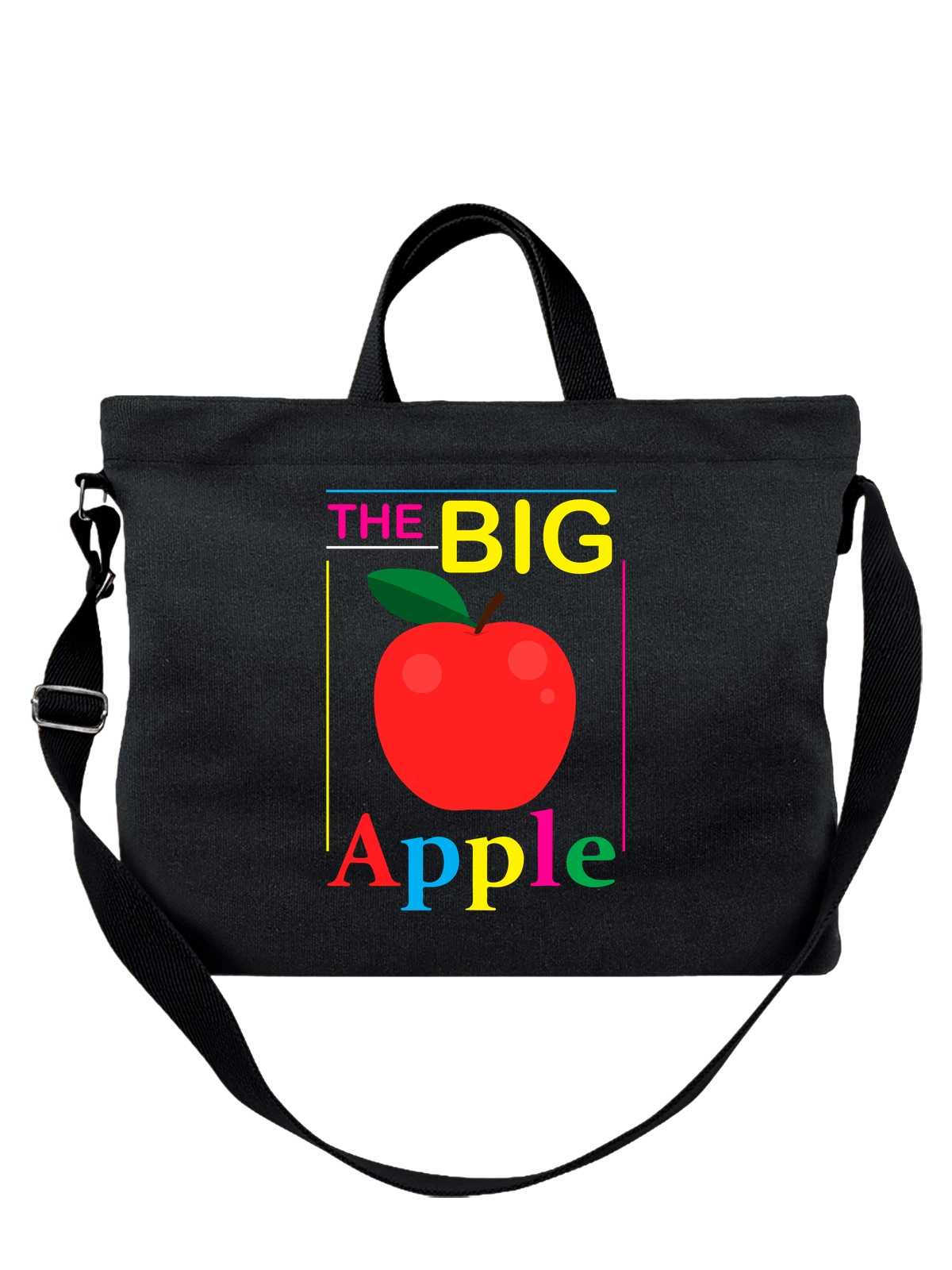 Сумка Яблоко надпись the big apple чёрная с принтом — растительная пища — Чёрная, фото 1
