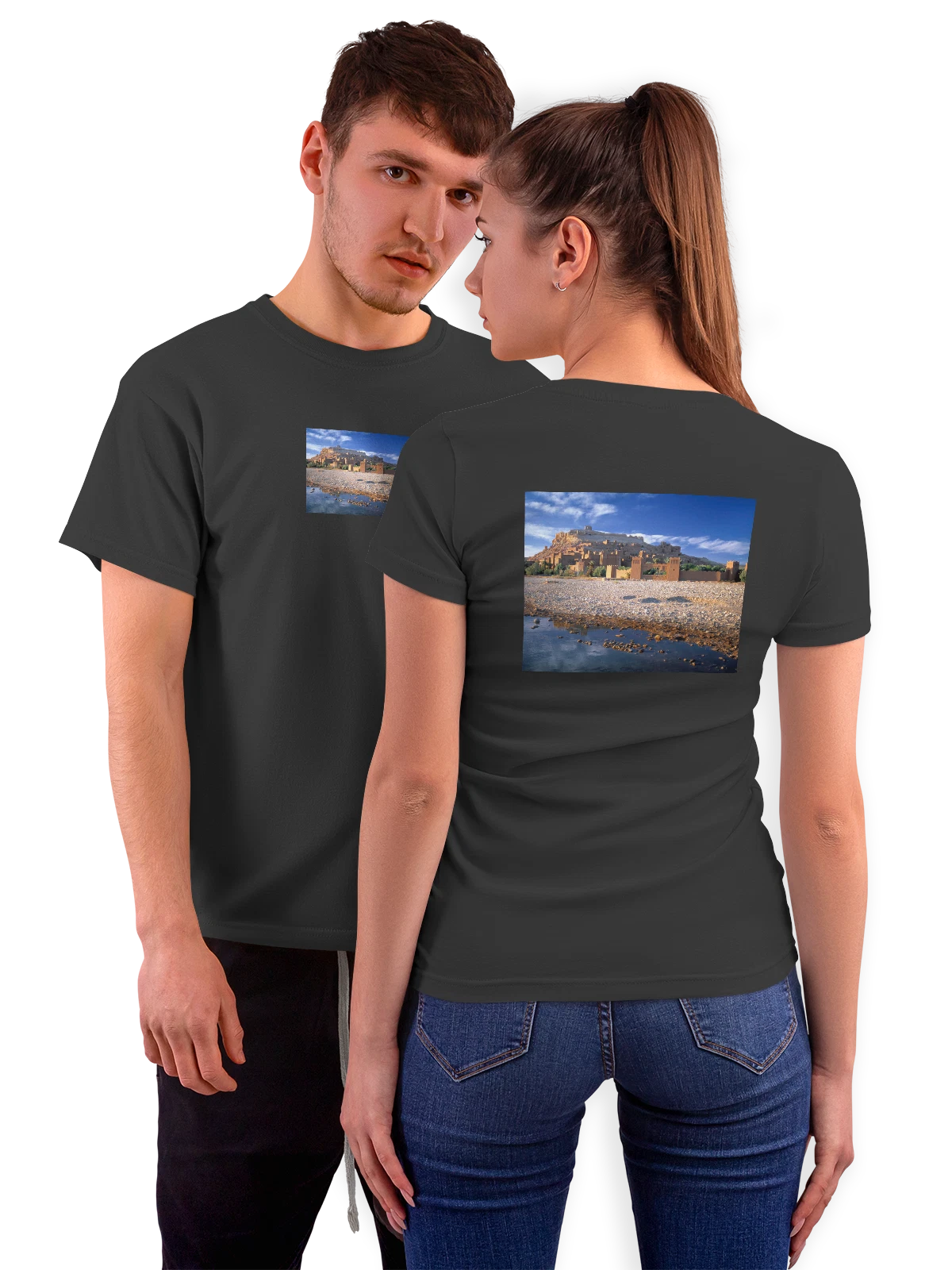 Футболка Страна Ait Benhaddou High Atlas Morocco чёрная с принтом на спине — достопримечательность — Чёрная, фото 1