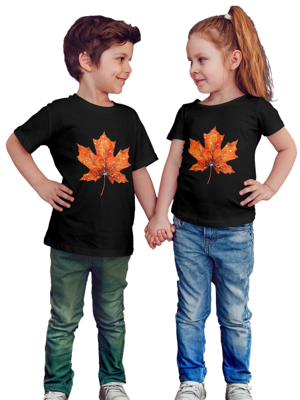 Футболка лист клена — Чёрная, фото 1