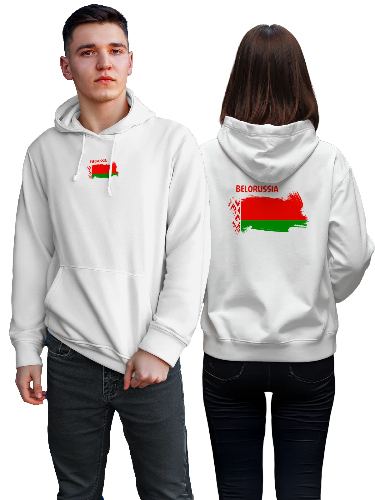 Худи Флаг Беларуси Belarus белое с принтом — национальная символика — Белая, фото 1