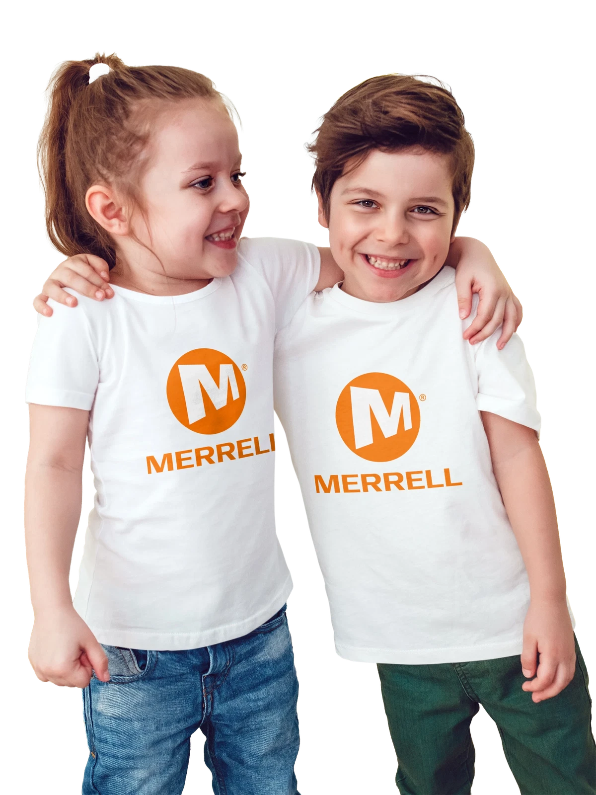 Футболка детская Merrell белая с принтом — походная обувь — Белая, фото 1