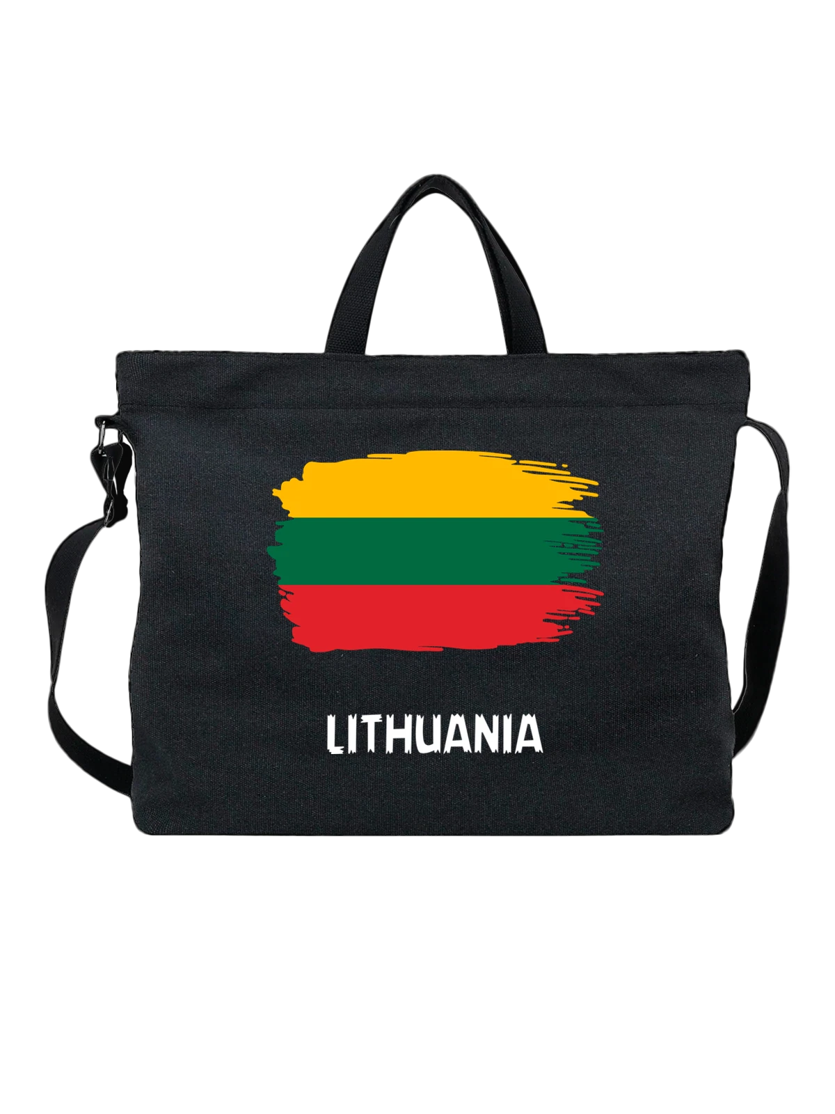 Сумка с флагом Литва Lithania чёрная с принтом — национальная символика — Чёрная, фото 1