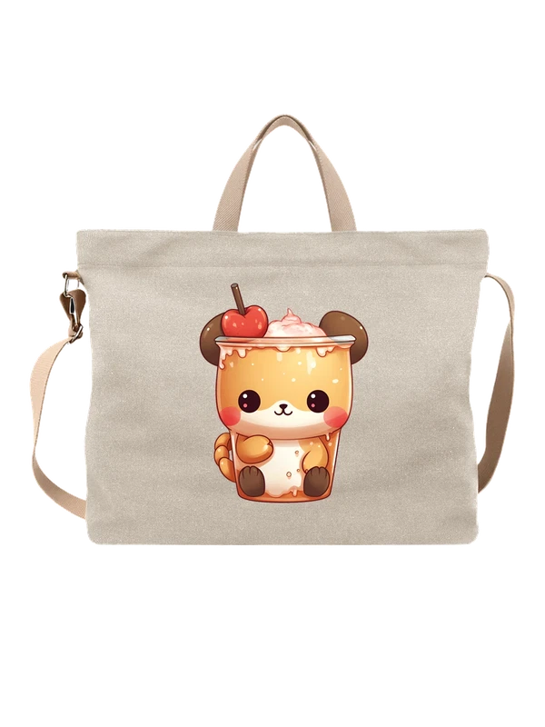 Сумка с kawaii медвежонком в десертном стакане — Белая, фото 1