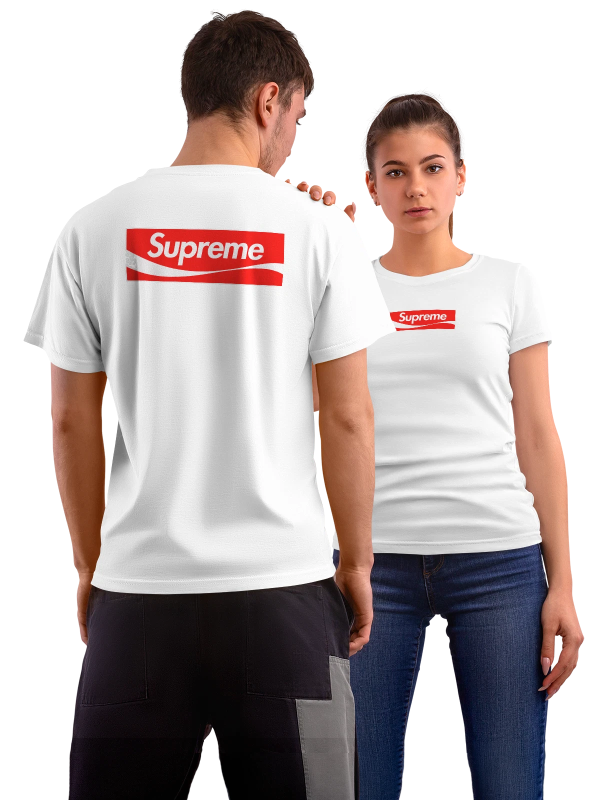 Футболка Supreme белая с принтом на спине — контрастный логотип — Белая, фото 1