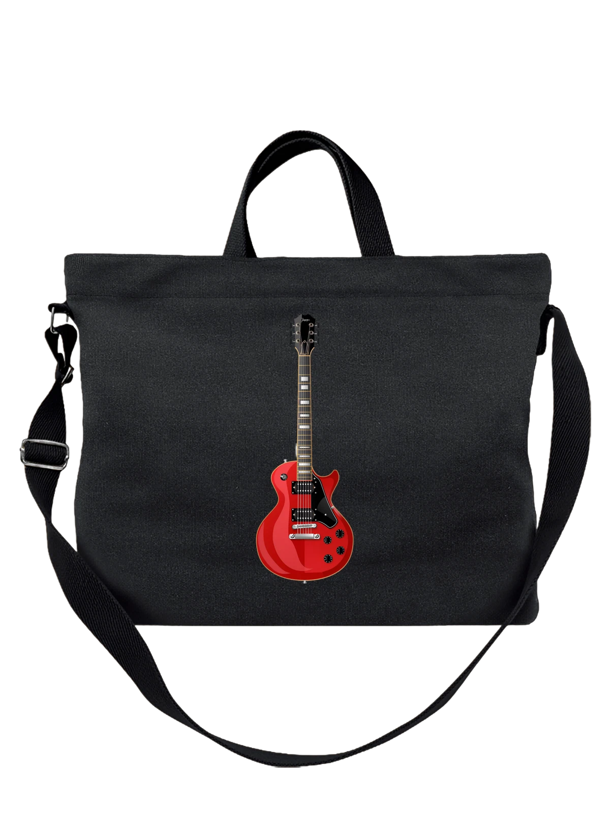 Сумка Красная электрогитара Gibson Les Paul чёрная с принтом — музыкальный инструмент — Чёрная, фото 1
