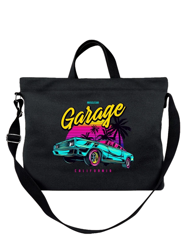 Сумка винтажная машина masle car garage — Чёрная, фото 1