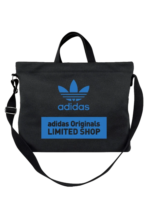 Сумка Adidas Originals с логотипом и цветком — Чёрная, фото 1