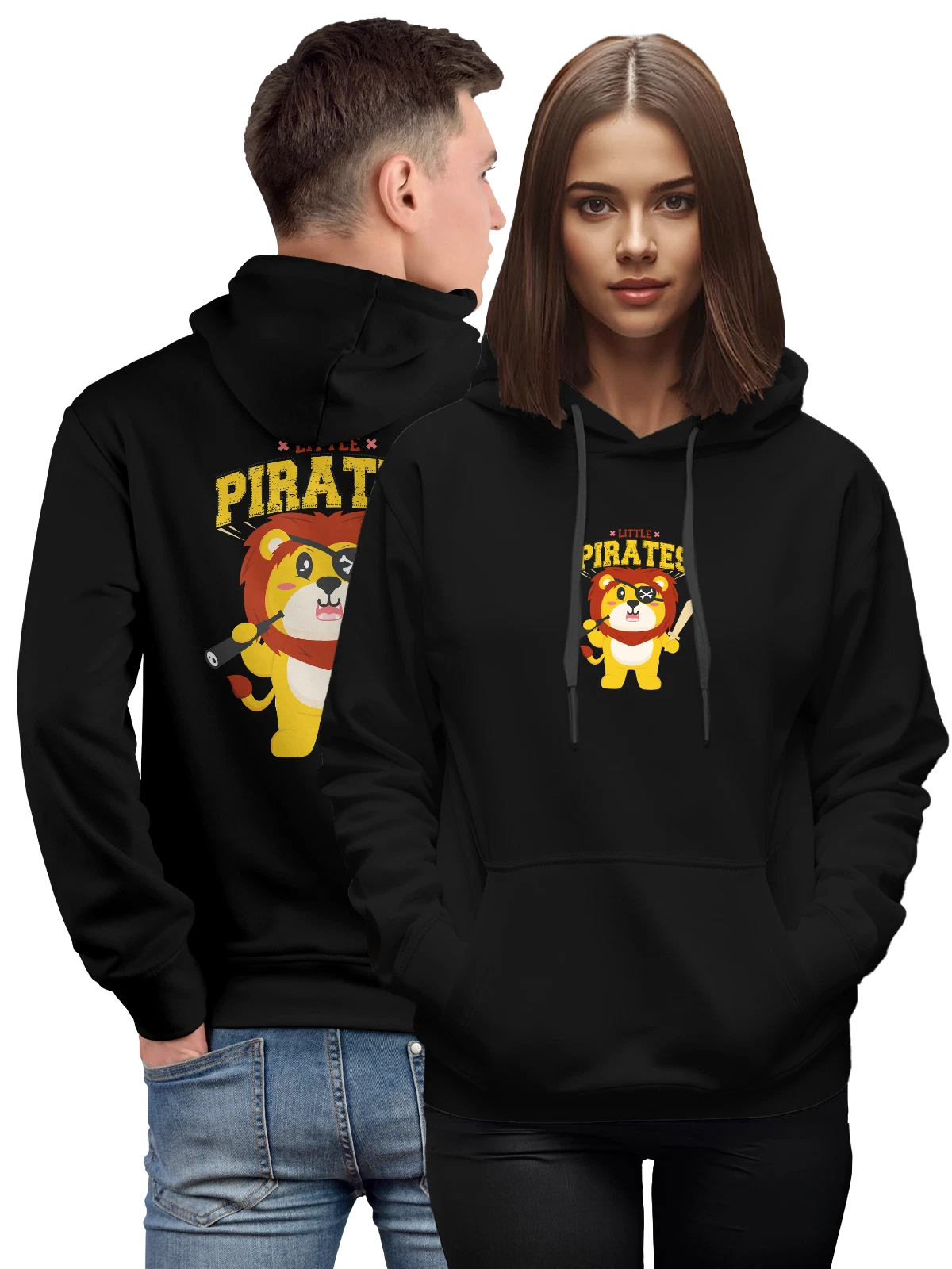 Худи Лев пират little pirates чёрное с принтом — животный мир — Чёрная, фото 1