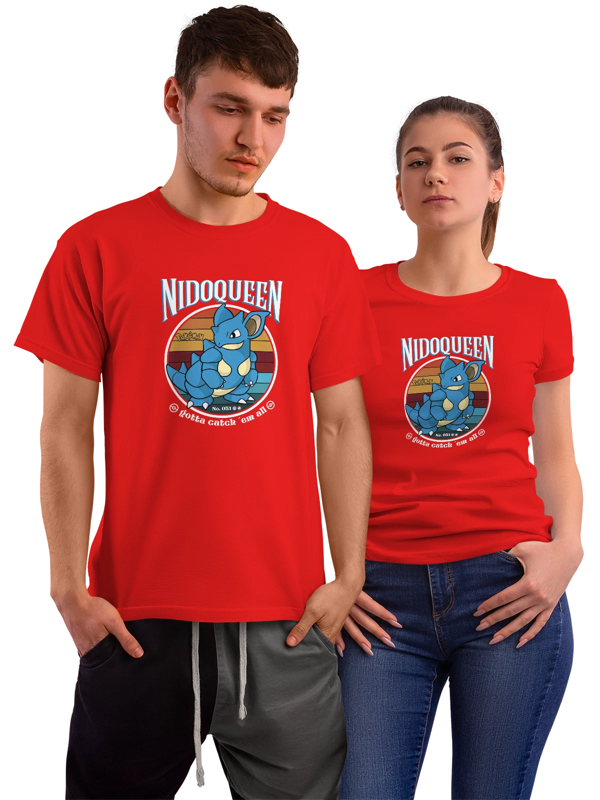 Футболка Нидоквин покемон No031 красная с принтом — логотип Pokémon — Красная, фото 1