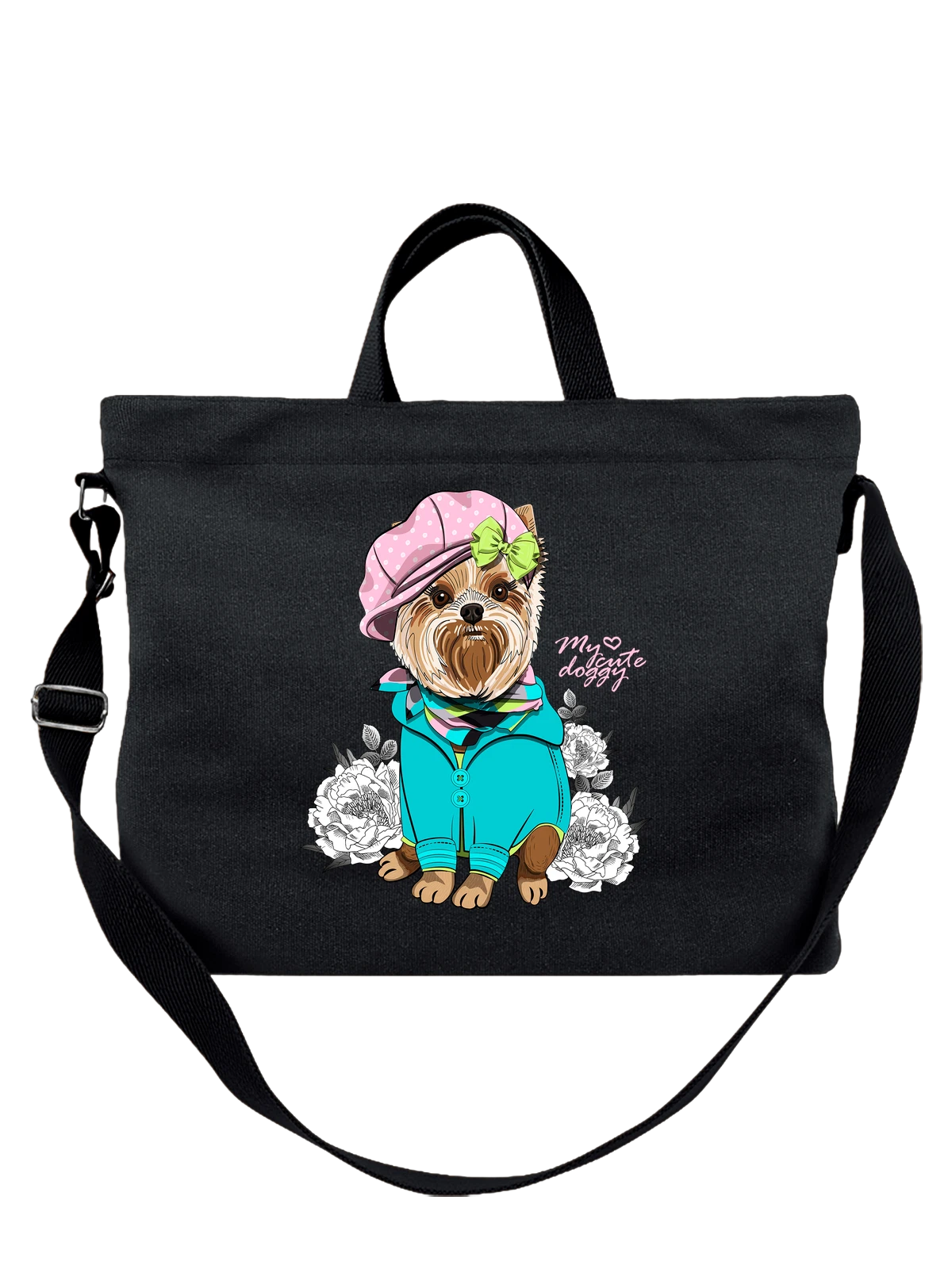 Сумка Йоркширский терьер my cute doggy чёрная с принтом — кинология — Чёрная, фото 1