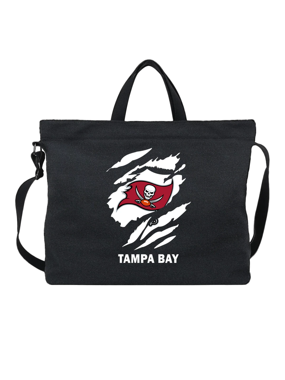 Сумка Череп на флаге Tampa Bay Buccaneers NFL чёрная с принтом — американский футбол — Чёрная, фото 1