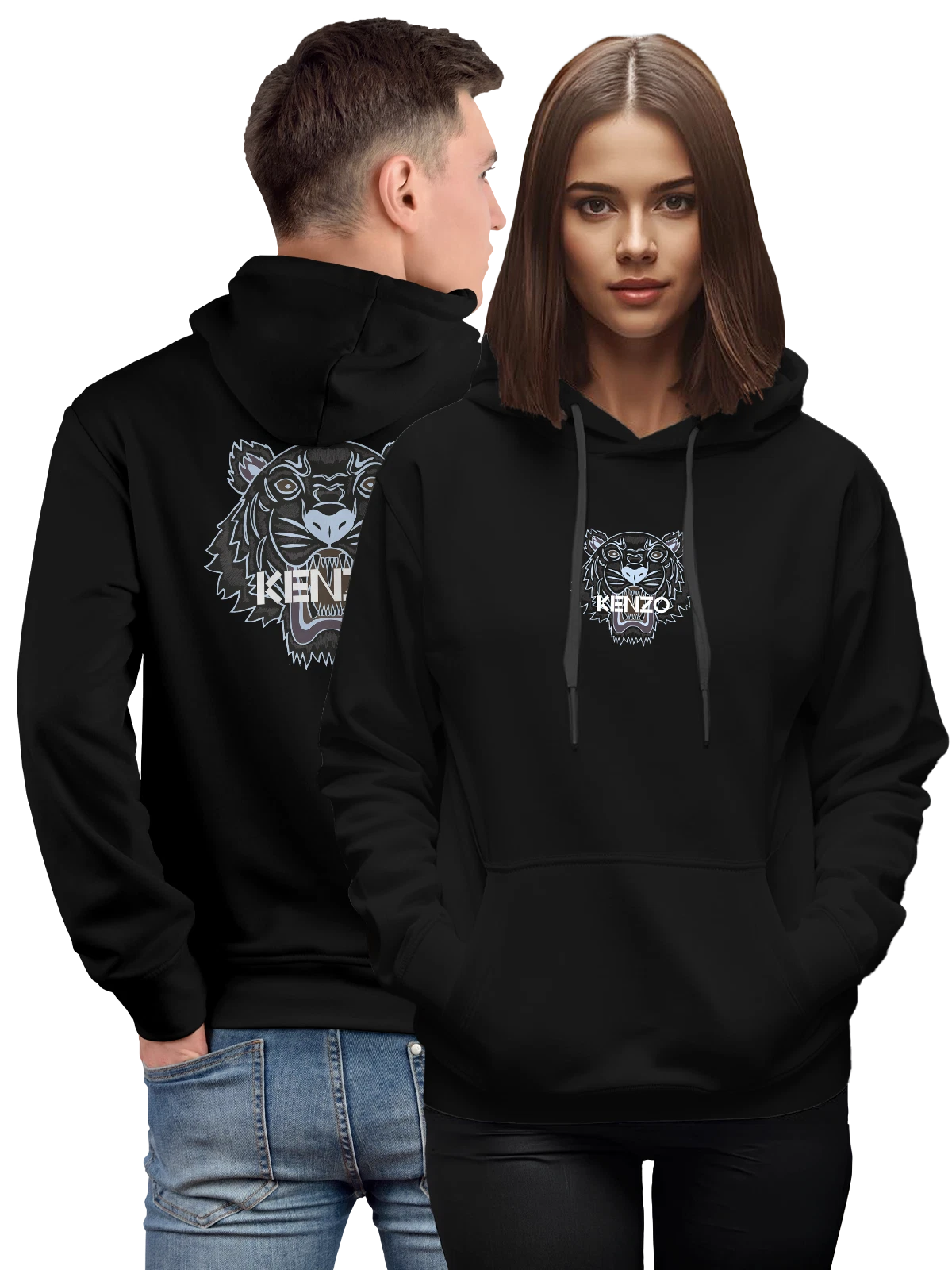 Худи Kenzo чёрное с принтом — японский модный логотип — Чёрная, фото 1