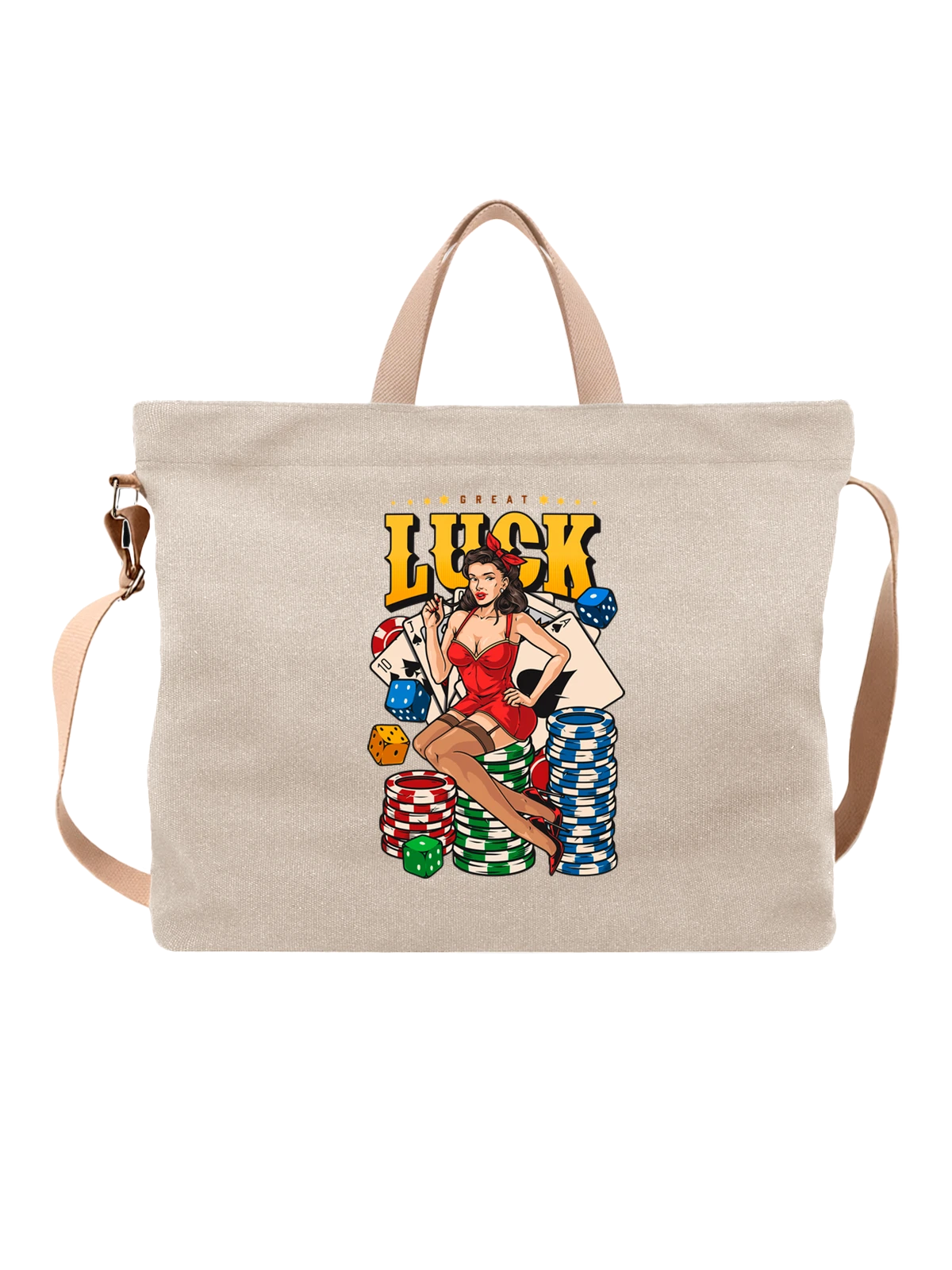 Сумка Казино great luck белая с принтом — подарок игроку — Белая, фото 1
