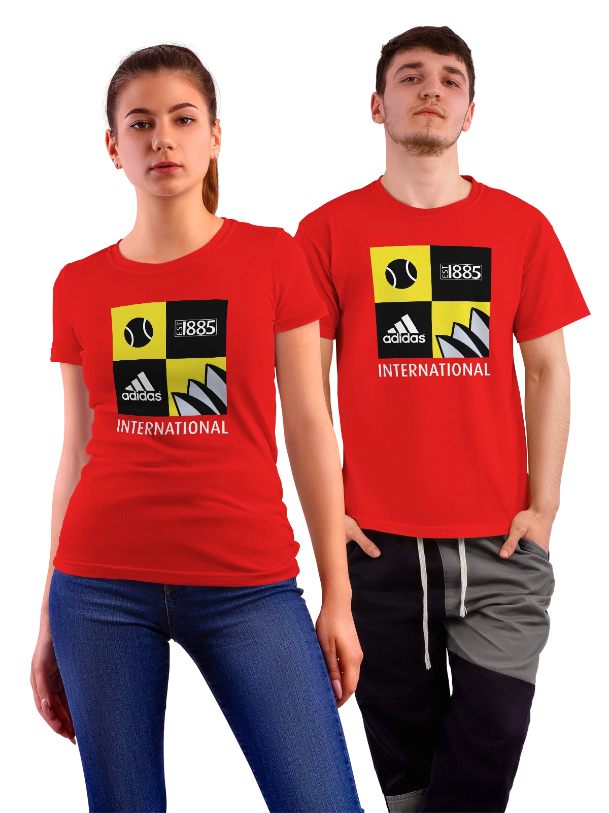 Футболка Adidas красная с принтом — спортивная эмблема — Красная, фото 1