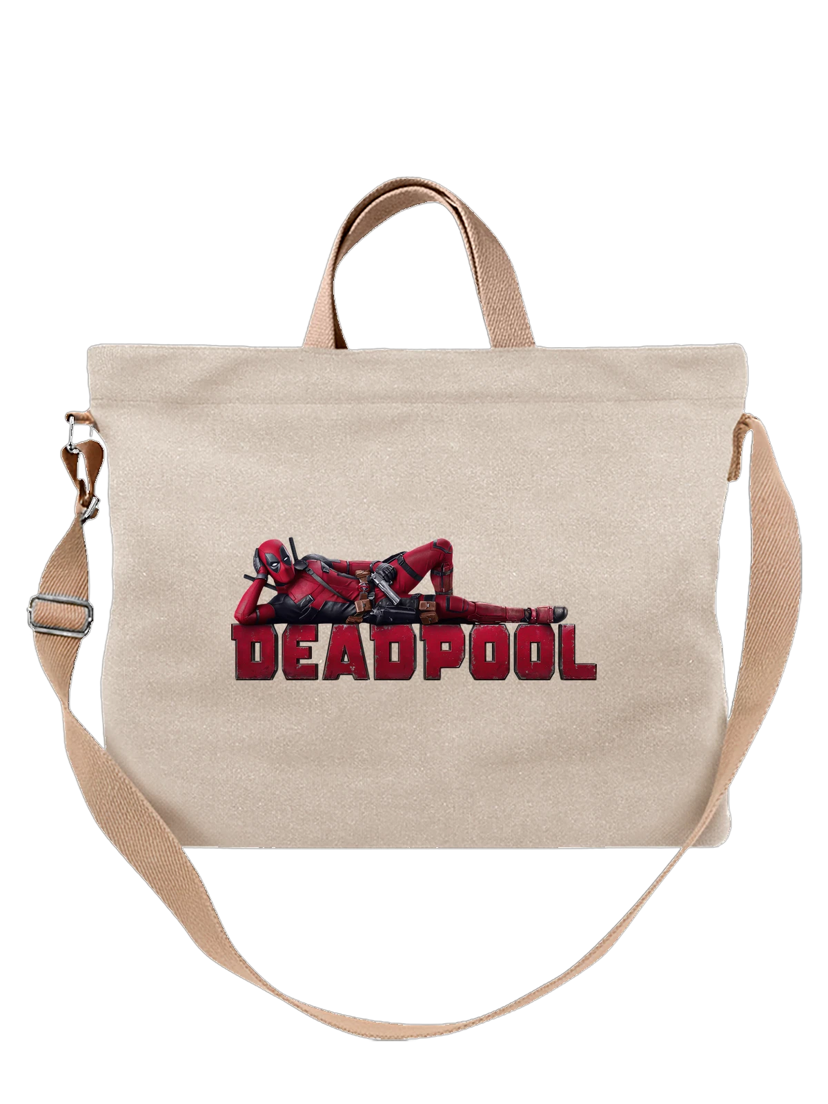 Сумка Дэдпул надпись Deadpool белая с принтом — герой фильма — Белая, фото 1