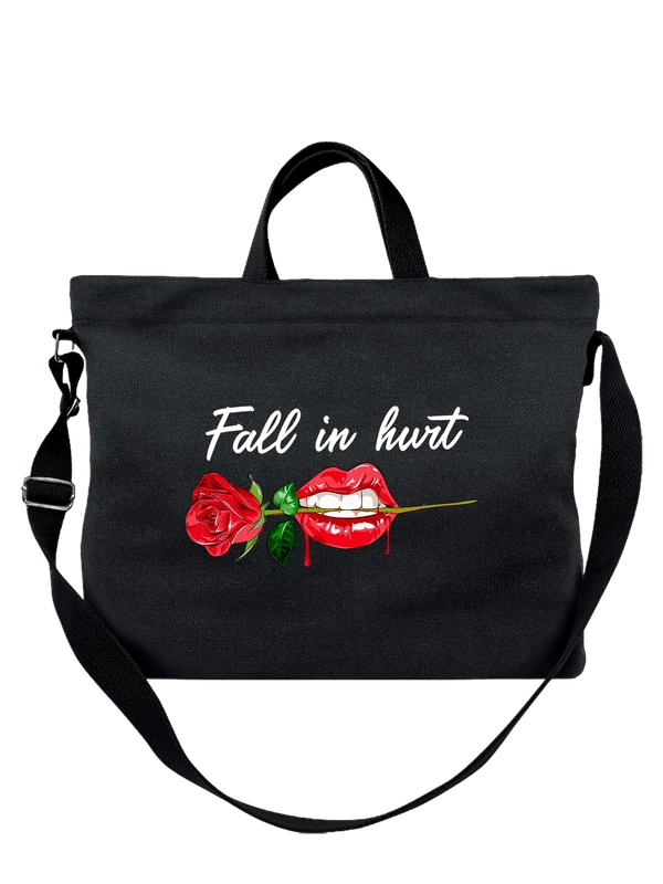 Сумка губы роза fall in hurt — Чёрная, фото 1