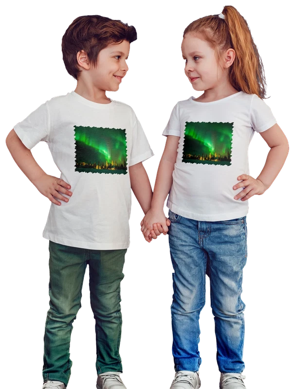 Футболка Aurora Borealis Полярное сияние небо — Белая, фото 1