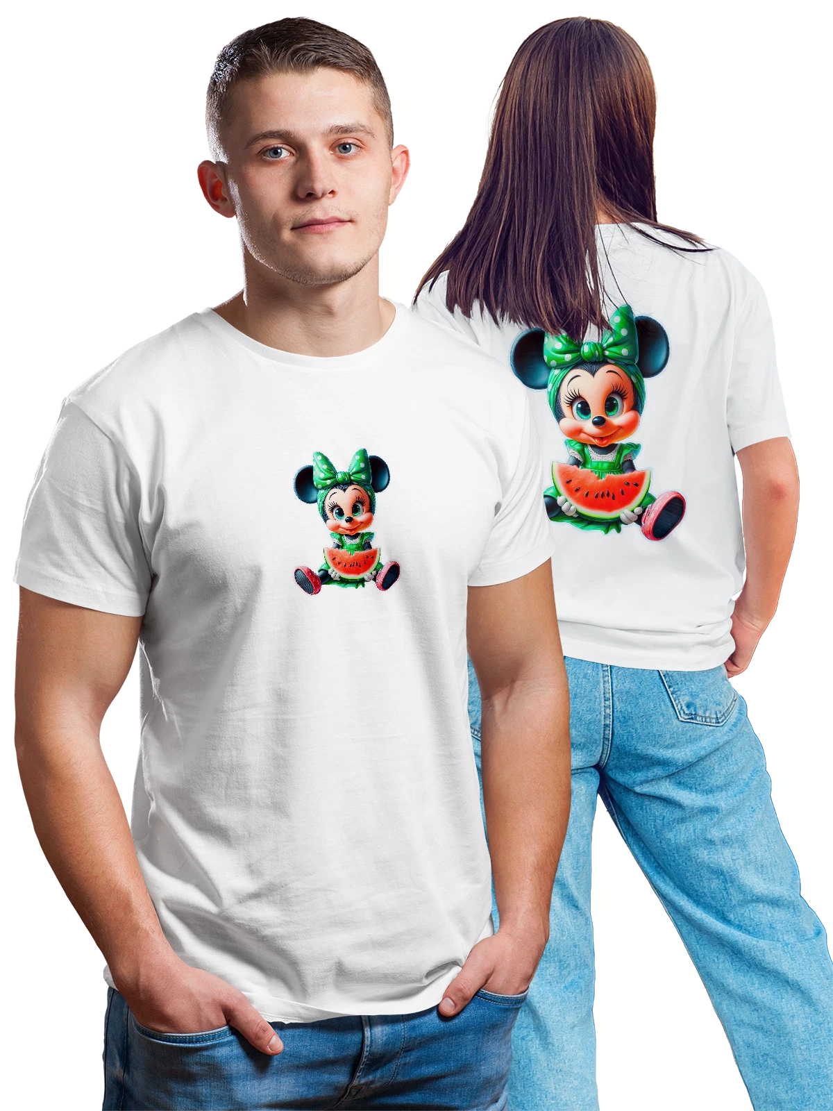 Футболка Минни Маус Minnie Mouse белая с принтом на спине — растительная пища — Белая, фото 1
