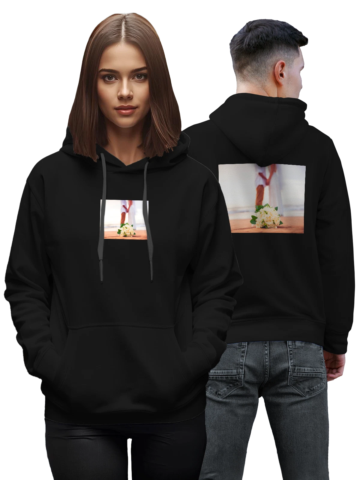 Худи Праздники стильная Влюбленные свадебный чёрное с принтом — детская тематика — Чёрная, фото 1