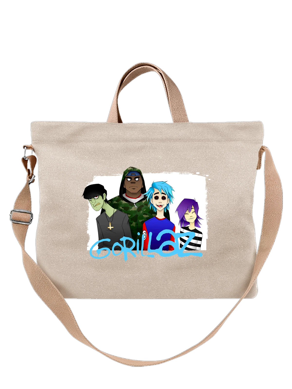Сумка Gorillaz Горилаз белая с принтом — футболка подростку — Белая, фото 1