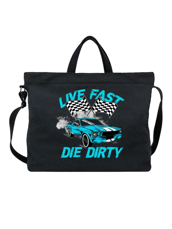 Сумка гоночное авто live fast die dirty — Чёрная, фото 1