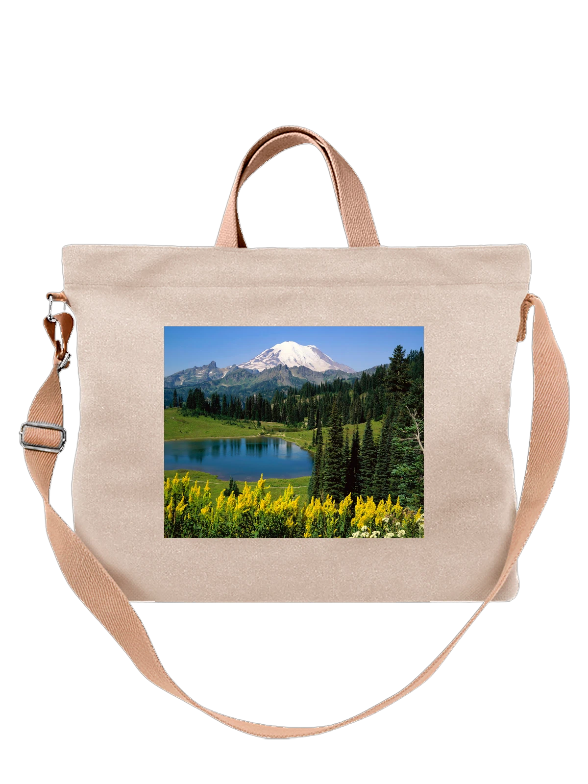Сумка бежевая с принтом Страна яркая Natural Beauty Mount Rainier — исторический центр — Бежевая, фото 1