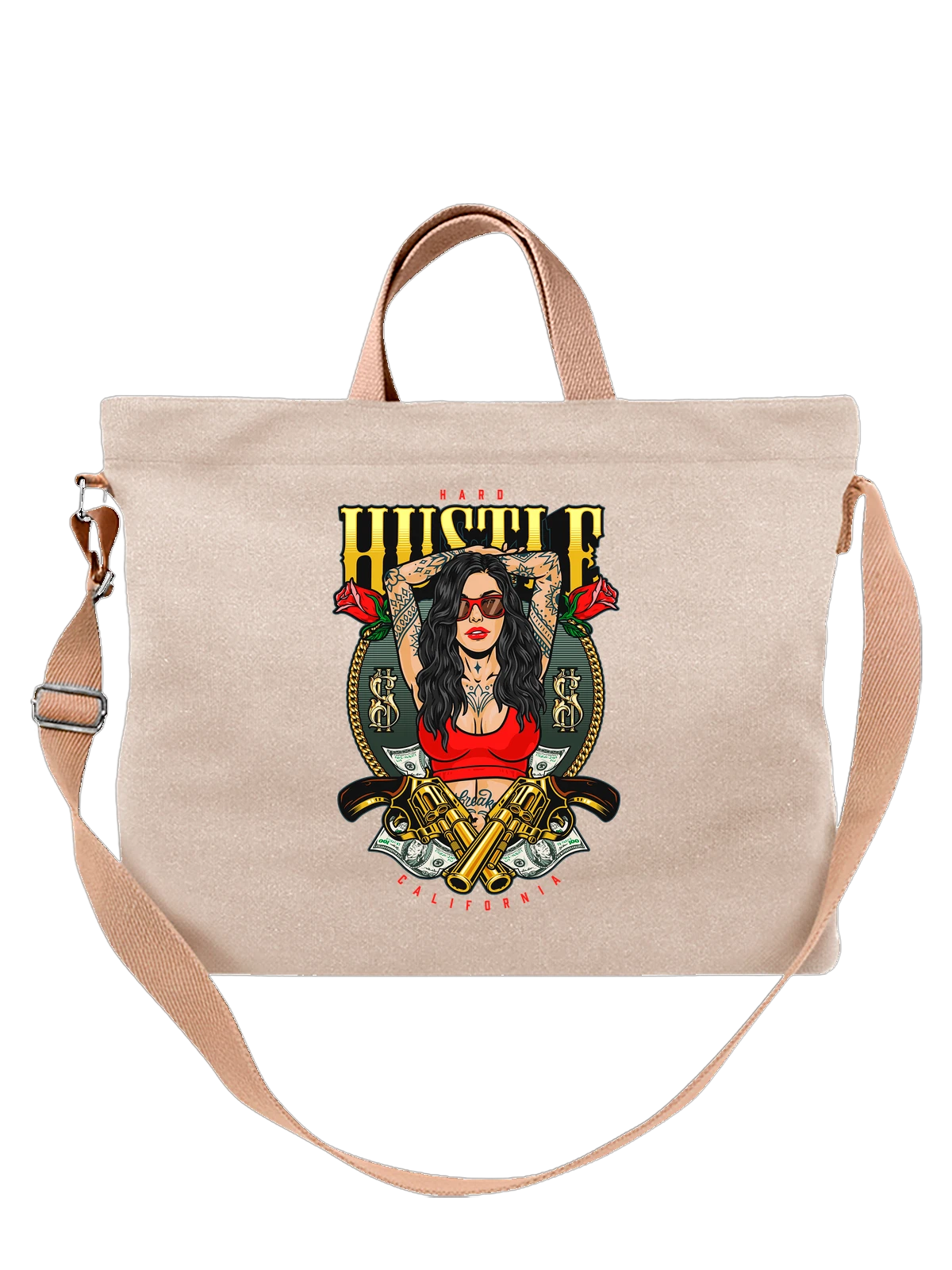 Сумка Девушка розы hard hustle California белая с принтом — флористика — Белая, фото 1