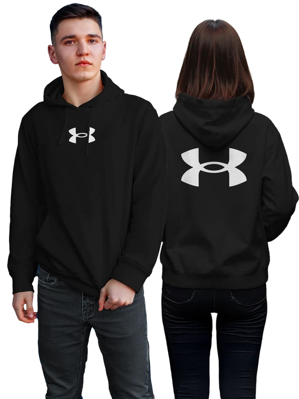 Худи Under Armour большой белый логотип среди листьев — Чёрная, фото 1