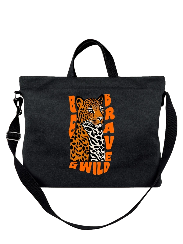 Сумка леопард be brave and wild — Чёрная, фото 1