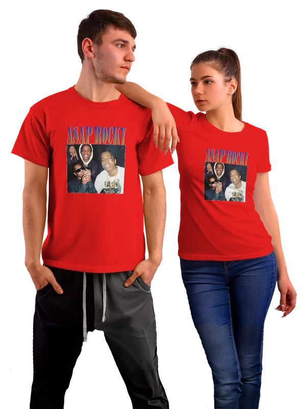 Футболка ASAP Rocky с дымом и фото — Красная, фото 1