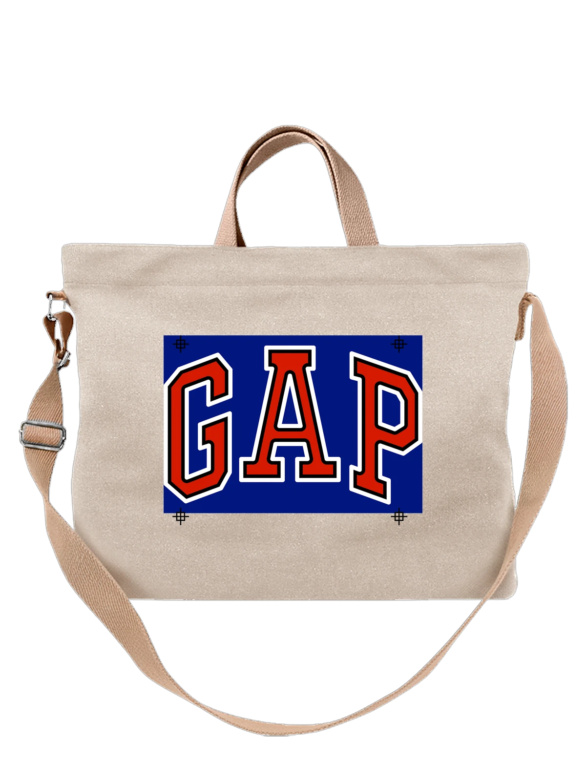 Сумка GAP красные буквы на синем фоне белая с принтом — спортивный стиль — Белая, фото 1