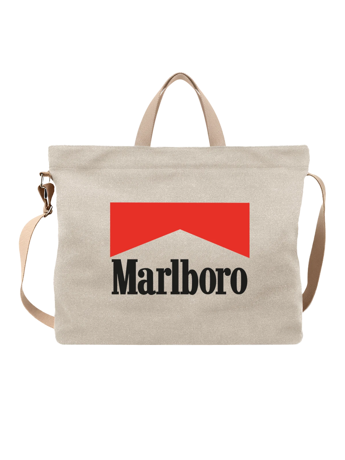 Сумка Marlboro белая с принтом — американская реклама — Белая, фото 1