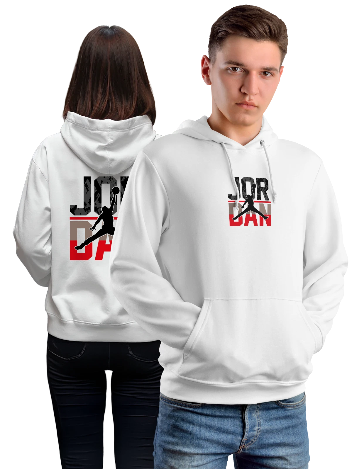 Худи Jordan белое с принтом — белая контурная обводка — Белая, фото 1