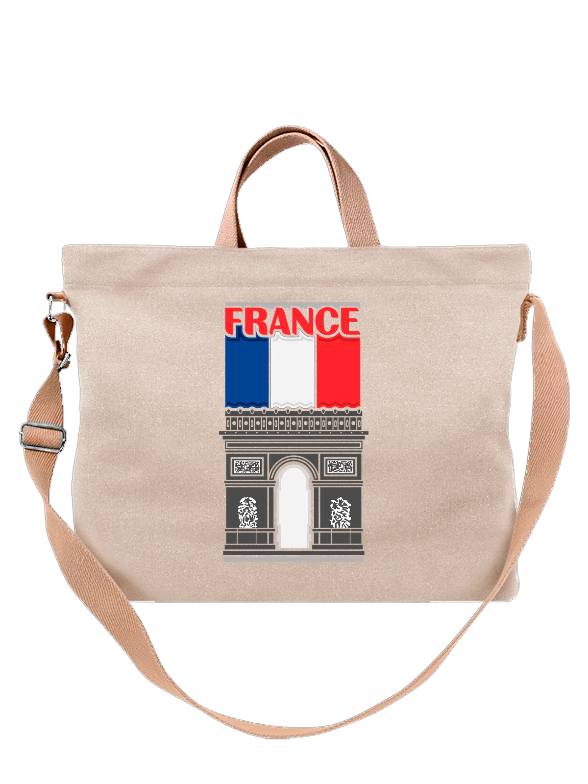 Сумка с флагом France Франция Триумфальная арка белая с принтом — национальная символика — Белая, фото 1