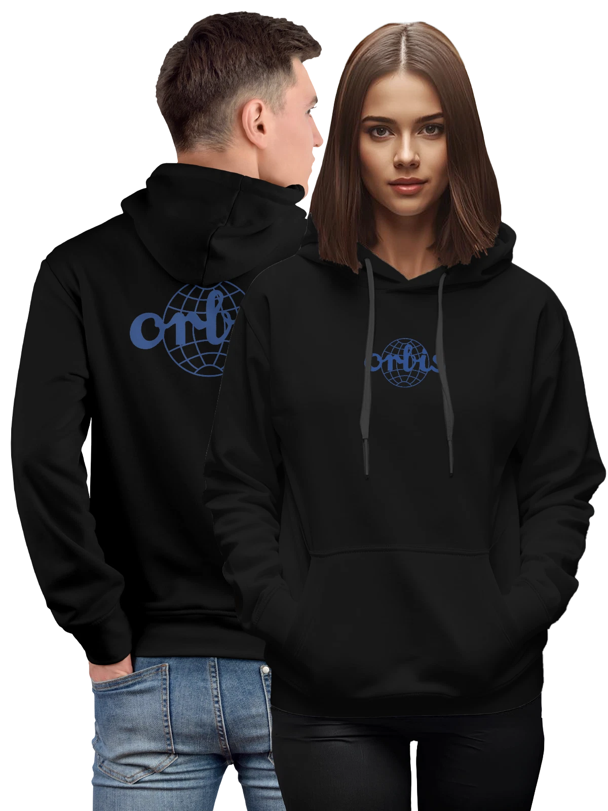 Худи Orbis чёрное с принтом — современная айдентика — Чёрная, фото 1
